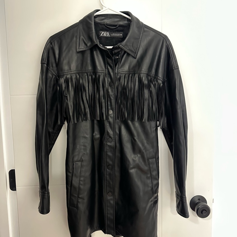 ZARA Faux Leather Fringe Jacket WORN ONCE